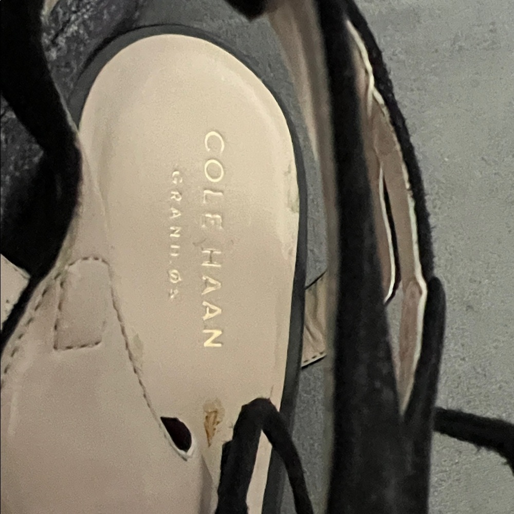 Cole Haan Women's Black Suede Wedge Sandals